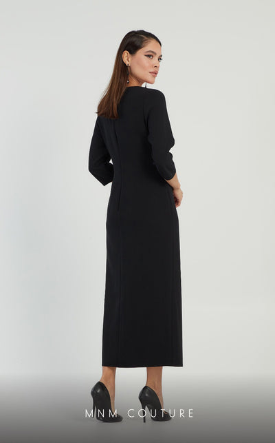GLAM by MNM Couture DZ8320 3/4 sleeve round neck midi dress with luxe comfort. | Couture Shop LA