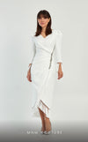 GLAM by MNM Couture DZ8322 long sleeve V-neck midi dress with effortless sophistication. | Couture Shop LA