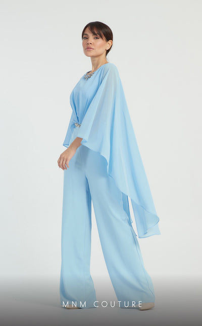 GLAM by MNM Couture DZ8331 long sleeve round neck jumpsuit with sleek tailoring. | Couture Shop LA