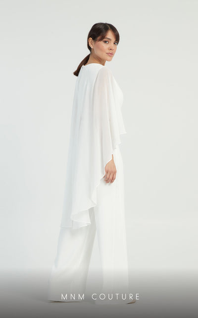 GLAM by MNM Couture DZ8331 long sleeve round neck jumpsuit with sleek tailoring. | Couture Shop LA