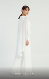 GLAM by MNM Couture DZ8331 long sleeve round neck jumpsuit with sleek tailoring. | Couture Shop LA