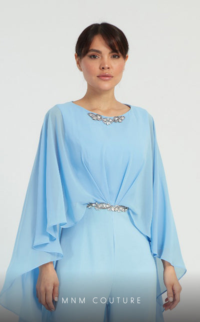 GLAM by MNM Couture DZ8331 long sleeve round neck jumpsuit with sleek tailoring. | Couture Shop LA