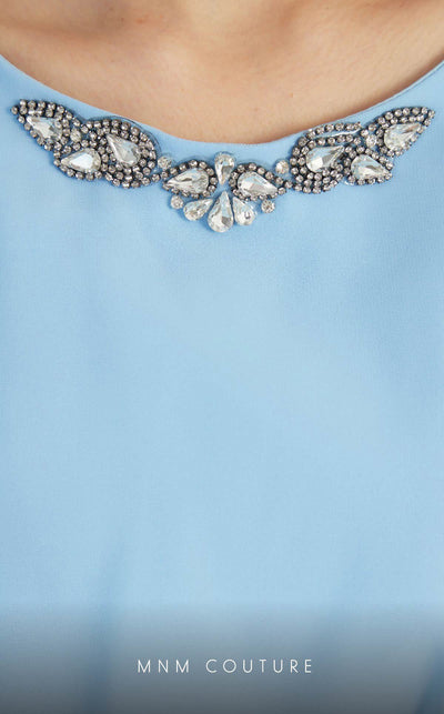 GLAM by MNM Couture DZ8331 long sleeve round neck jumpsuit with sleek tailoring. | Couture Shop LA