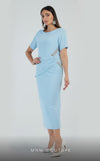 GLAM by MNM Couture DZ8377 short sleeve round neck midi dress with polished detail. | Couture Shop LA