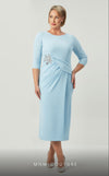 GLAM by MNM Couture DZ8391B 3/4 sleeve round neck midi dress with sophisticated charm. | Couture Shop LA