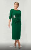 GLAM by MNM Couture DZ8391B 3/4 sleeve round neck midi dress with sophisticated charm. | Couture Shop LA