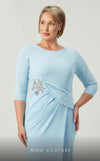 GLAM by MNM Couture DZ8391B 3/4 sleeve round neck midi dress with sophisticated charm. | Couture Shop LA