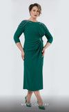 GLAM by MNM Couture DZ8419B 3/4 sleeve round neck midi dress with modern elegance. | Couture Shop LA