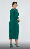 GLAM by MNM Couture DZ8419B 3/4 sleeve round neck midi dress with modern elegance. | Couture Shop LA