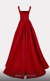 MNM Couture E0016: Bold embroidered jacquard gown with flared design. Luxury for upscale events & weddings | Couture Shop LA