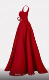 MNM Couture E0016: Bold embroidered jacquard gown with flared design. Luxury for upscale events & weddings | Couture Shop LA