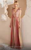 MNM Couture E0028: Symphony of style. Roman classic design, jaquard fabric, V-neck, draped bust, tie belt. | Couture Shop LA