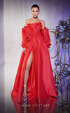 MNM Couture E0031: Strapless tafta gown, embroidered, flared silhouette, slit. Red carpet ready. | Couture Shop LA