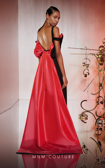 MNM Couture E0032: Crepe gown, corset, pencil skirt, colored taffeta back. Red carpet ready. | Couture Shop LA