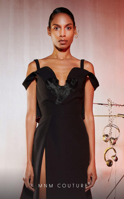 MNM Couture E0032: Crepe gown, corset, pencil skirt, colored taffeta back. Red carpet ready. | Couture Shop LA