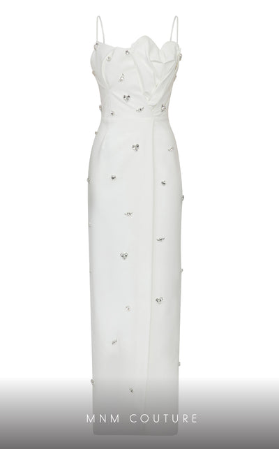 MNM Couture E0039 crepe dress with corset and pencil skirt. | Couture Shop LA