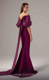MNM Couture E0088 fitted rayon crepe gown with organza cape and scoop neckline | Couture Shop LA