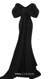 MNM Couture E0088 fitted rayon crepe gown with organza cape and scoop neckline | Couture Shop LA