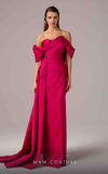 MNM Couture E0090 pleated asymmetric column gown with side slit and long train | Couture Shop  LA