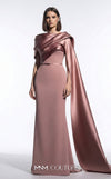 Exclusive pink crepe luxury gala gown with draped neckline MNM Couture E0125
