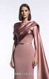 Exclusive pink crepe luxury gala gown with draped neckline MNM Couture E0125