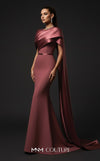 Exclusive pink crepe luxury gala gown with draped neckline MNM Couture E0125