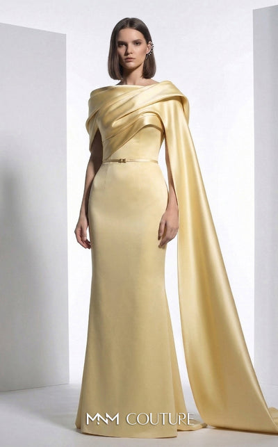 Exclusive pink crepe luxury gala gown with draped neckline MNM Couture E0125