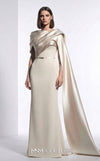 Exclusive pink crepe luxury gala gown with draped neckline MNM Couture E0125
