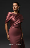 Exclusive pink crepe luxury gala gown with draped neckline MNM Couture E0125
