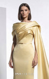 Exclusive pink crepe luxury gala gown with draped neckline MNM Couture E0125