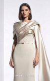 Exclusive pink crepe luxury gala gown with draped neckline MNM Couture E0125