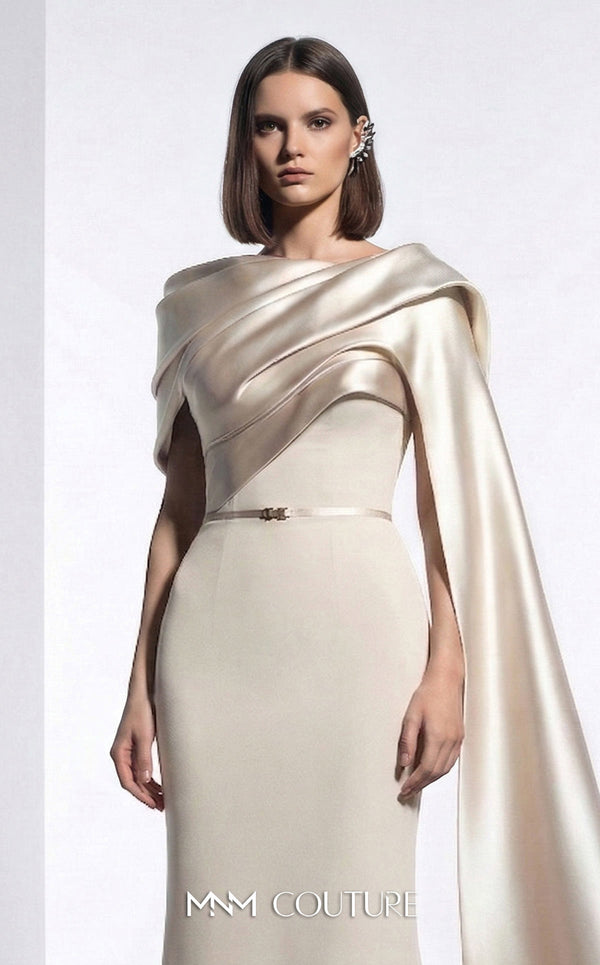 Exclusive pink crepe luxury gala gown with draped neckline MNM Couture E0125
