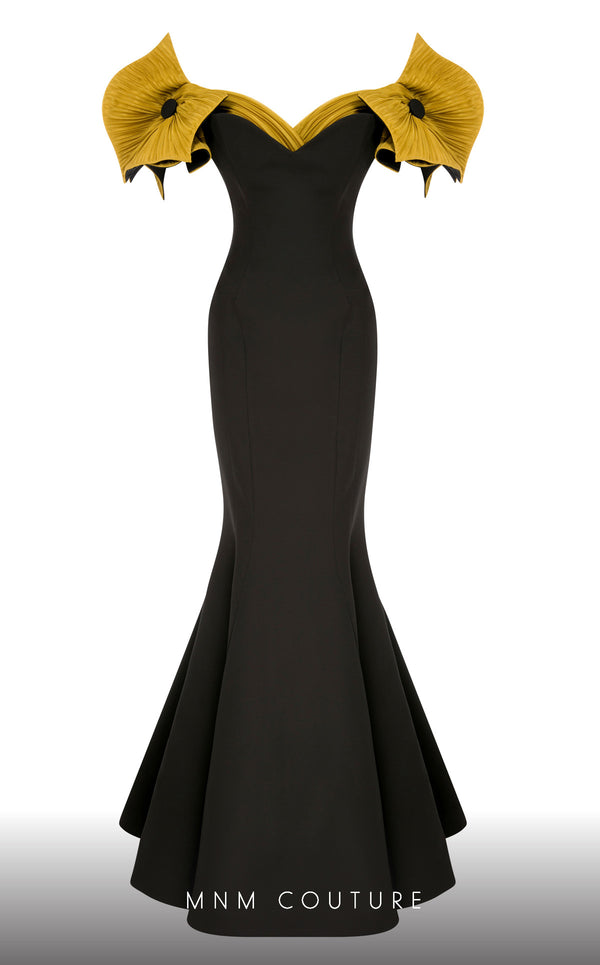 MNM Couture F02820: Organza mermaid gown, two corsets, draped flowers, strapless. Red carpet ready. | Couture Shop LA