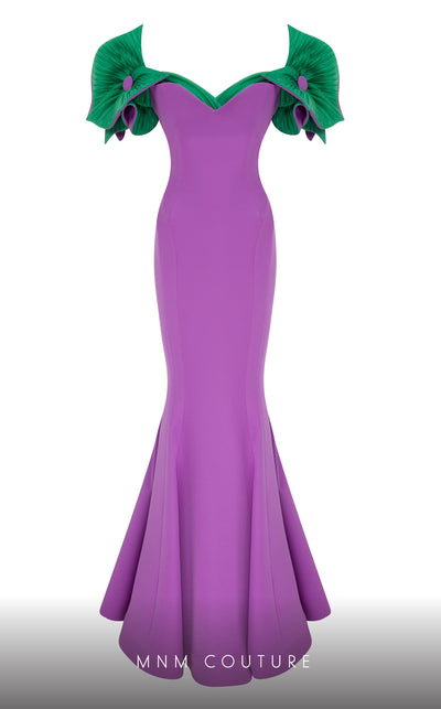 MNM Couture F02820: Organza mermaid gown, two corsets, draped flowers, strapless. Red carpet ready. | Couture Shop LA