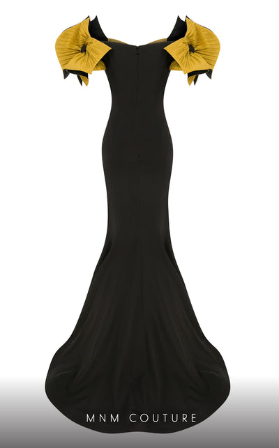 MNM Couture F02820: Organza mermaid gown, two corsets, draped flowers, strapless. Red carpet ready. | Couture Shop LA