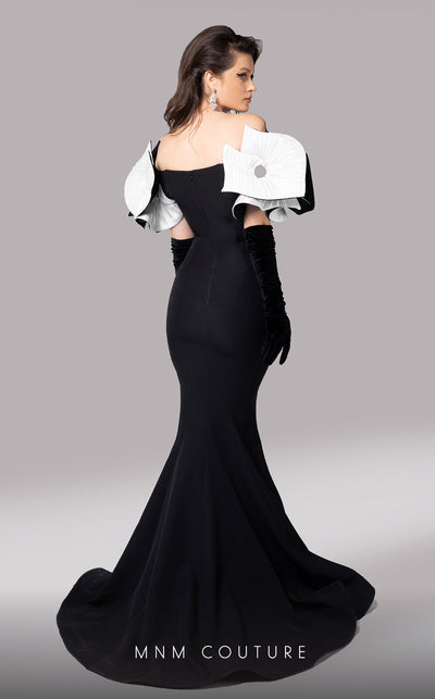 MNM Couture F02820: Organza mermaid gown, two corsets, draped flowers, strapless. Red carpet ready. | Couture Shop LA