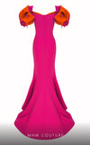 MNM Couture F02820: Organza mermaid gown, two corsets, draped flowers, strapless. Red carpet ready. | Couture Shop LA