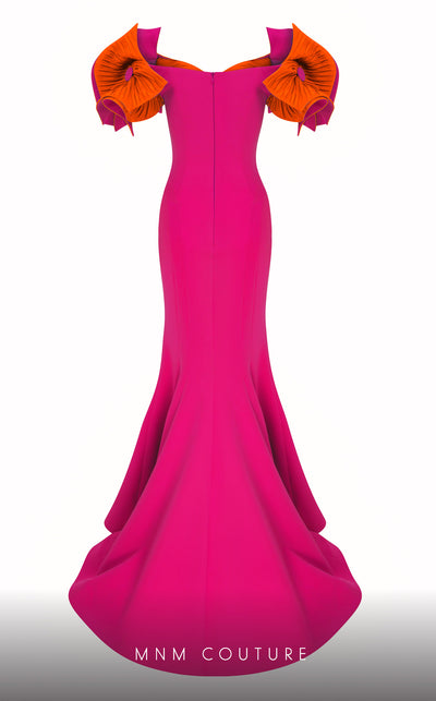 MNM Couture F02820: Organza mermaid gown, two corsets, draped flowers, strapless. Red carpet ready. | Couture Shop LA