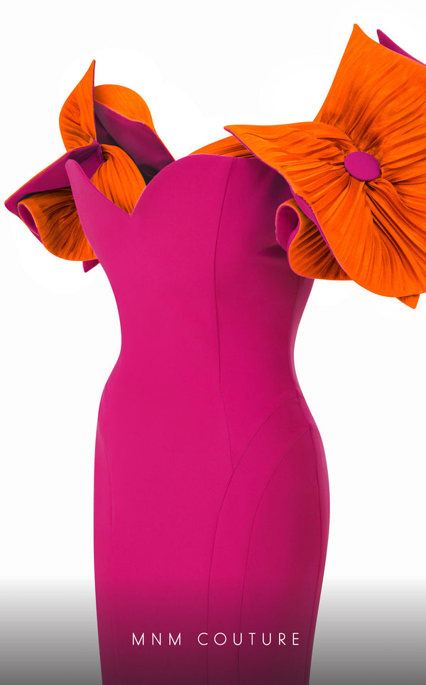 MNM Couture F02820: Organza mermaid gown, two corsets, draped flowers, strapless. Red carpet ready. | Couture Shop LA