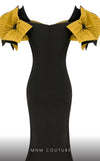 MNM Couture F02820: Organza mermaid gown, two corsets, draped flowers, strapless. Red carpet ready. | Couture Shop LA
