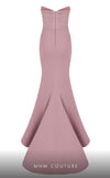 MNM Couture F02821: Crepe & organza gown, strapless V-neck, Roman skirt, full-flower embroidered cape. | Couture Shop LA