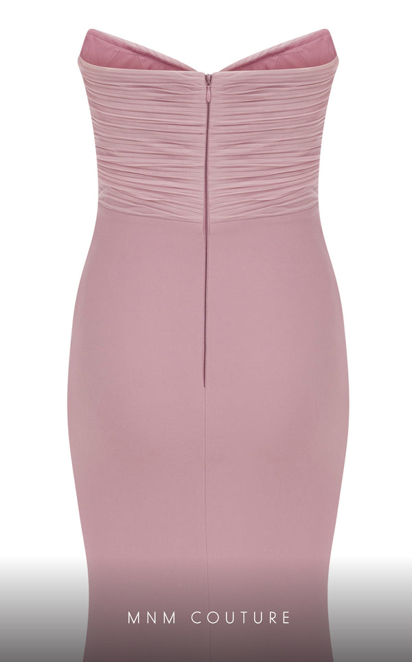 MNM Couture F02821: Crepe & organza gown, strapless V-neck, Roman skirt, full-flower embroidered cape. | Couture Shop LA