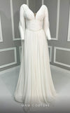 MNM Couture F02828A : A-Line Gown with Beaded Appliques and Cape Sleeves