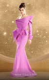 MNM Couture F02846 crepe gown with round neck and mermaid cut. | Couture Shop LA