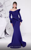 MNM Couture F02846 crepe gown with round neck and mermaid cut. | Couture Shop LA