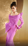 MNM Couture F02846 crepe gown with round neck and mermaid cut. | Couture Shop LA