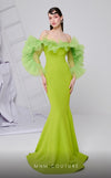 MNM Couture F02850 strapless off-shoulder crepe and chiffon gown with mermaid cut. | Couture Shop LA