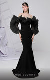 MNM Couture F02850 strapless off-shoulder crepe and chiffon gown with mermaid cut. | Couture Shop LA