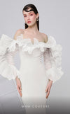MNM Couture F02850 strapless off-shoulder crepe and chiffon gown with mermaid cut. | Couture Shop LA