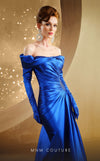 MNM Couture F02851 : Satin Off-Shoulder Ruched Gown